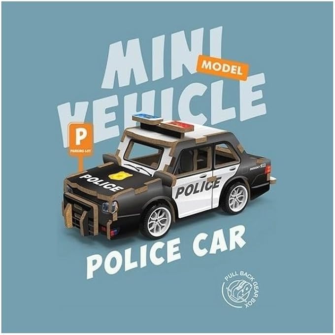 WOODEN PUZZLE 3D VEHICLES WOODEN PUZZLE VEHICLES WITH REVERSE FUNCTION (POLICE CAR) - Image 3